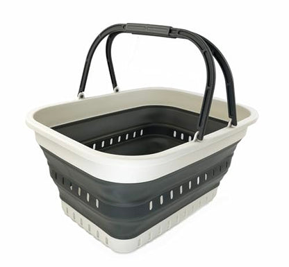 SAMMART 26L Collapsible Plastic Laundry Basket with Handle-Foldable Pop Up Storage Basket with handle