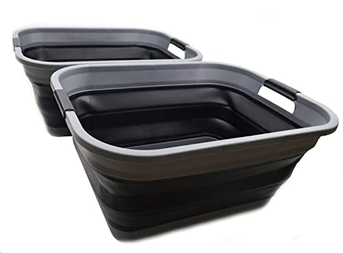 SAMMART 41L Collapsible Plastic Laundry Basket - Foldable Pop Up Storage Container/Organizer - Space Saving Hamper/Basket, Water capacity: 32L