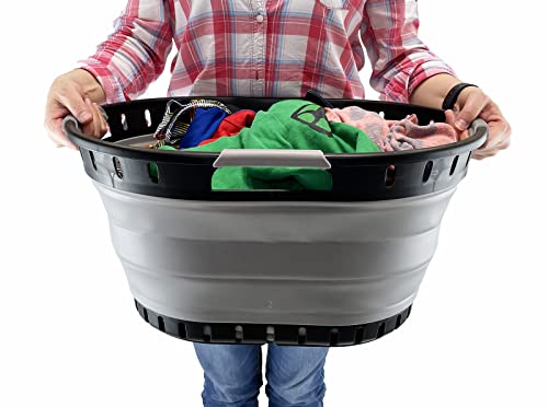 SAMMART 25L Collapsible Plastic Laundry Basket - Foldable Pop Up Storage Container/Organizer - Portable Washing Tub - Space Saving Hamper/Basket