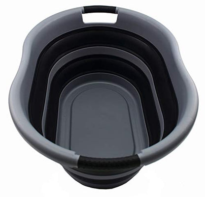 SAMMART 36L Collapsible Plastic Laundry Basket - Oval Tub/Basket - Foldable Storage Container/Organizer - Portable Washing Tub - Space Saving Laundry Hamper, Water Capacity: 28L
