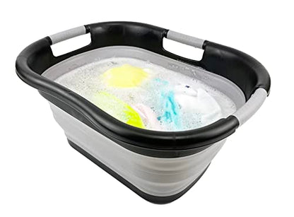 SAMMART 30L Collapsible Plastic Laundry Basket - Foldable Pop Up Storage Container/Organizer - Portable Washing Tub - Space Saving Hamper/Basket