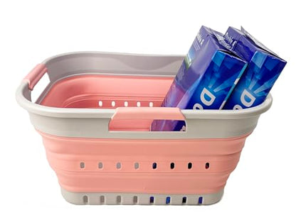 SAMMART Collapsible Plastic Rectangular Laundry Basket - Foldable Pop Up Storage Container/Organizer - Portable Laundry Hamper- Space Saving