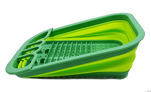 SAMMART 7.5L Collapsible Dish Drainer with Drainer Board - Foldable Drying Rack Set - Portable Dinnerware Organizer - Space Saving Kitchen Storage Tray