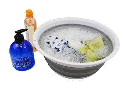 SAMMART 5.5L (1.45 Gallon) Set of 2 Collapsible Tub - Foldable Dish Tub - Portable Washing Basin - Space Saving Plastic Washtub