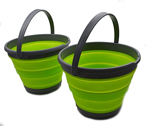 SAMMART 10L (2.6 Gallon) Collapsible Plastic Bucket - Foldable Round Tub - Portable Fishing Water Pail - Space Saving Outdoor Waterpot, Size 33cm Dia