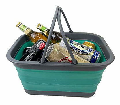 SAMMART SAMMART 12L Collapsible Tub with Handle - Portable Outdoor Picnic Basket/Crater - Foldable Shopping Bag - Space Saving Storage Container