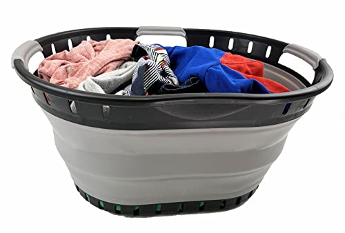 SAMMART 25L Collapsible Plastic Laundry Basket - Foldable Pop Up Storage Container/Organizer - Portable Washing Tub - Space Saving Hamper/Basket