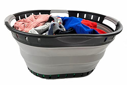 SAMMART 25L Collapsible Plastic Laundry Basket - Foldable Pop Up Storage Container/Organizer - Portable Washing Tub - Space Saving Hamper/Basket