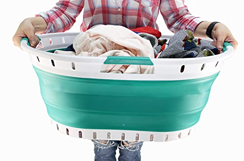 SAMMART 44L Collapsible Plastic Laundry Basket - Foldable Pop Up Storage Container/Organizer - Portable Washing Tub - Space Saving Hamper/Basket