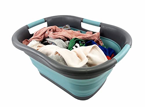 SAMMART 30L Collapsible Plastic Laundry Basket - Foldable Pop Up Storage Container/Organizer - Portable Washing Tub - Space Saving Hamper/Basket