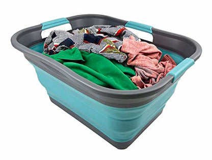 SAMMART 30L Collapsible Plastic Laundry Basket - Foldable Pop Up Storage Container/Organizer - Space Saving Hamper/Basket - Water Capacity 24L