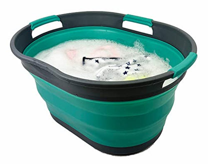SAMMART 25L Collapsible Plastic Laundry Basket - Foldable Pop Up Storage Container/Organizer - Portable Washing Tub - Space Saving Hamper/Basket