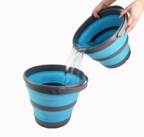 SAMMART 10L Collapsible Plastic Bucket - Foldable Round Tub - Portable Fishing Water Pail - Space Saving Outdoor Waterpot, Size 33cm Dia