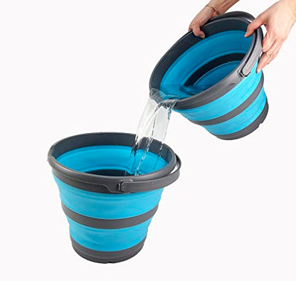 SAMMART 10L Collapsible Plastic Bucket - Foldable Round Tub - Portable Fishing Water Pail - Space Saving Outdoor Waterpot, Size 33cm Dia