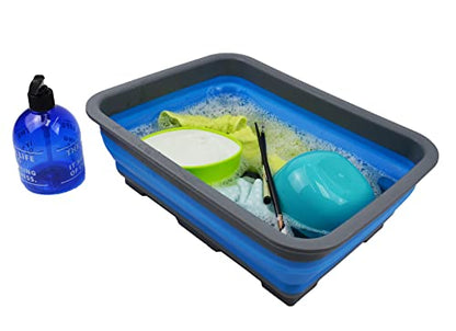 SAMMART 7LCollapsible Tub - Foldable Dish Tub - Portable Washing Basin - Space Saving Plastic Washtub