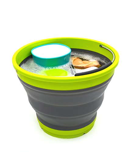 SAMMART Set of 6 Collapsible Plastic Bucket - Foldable Round Tub - Portable Fishing Water Pail - Space Saving Outdoor Waterpot, size 31cm dia (6)