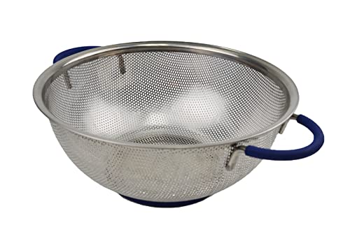 SAMMART Perforated Stainless Steel Sheet Colander with Handle - Strainer for Pasta, Noodle and Fruits