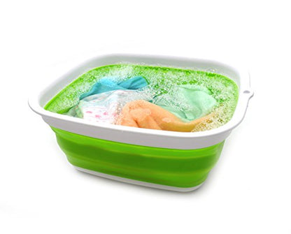 SAMMART Set of 2-7.7L Collapsible Tub - Foldable Dish Tub - Portable Washing Basin - Space Saving Plastic Washtub