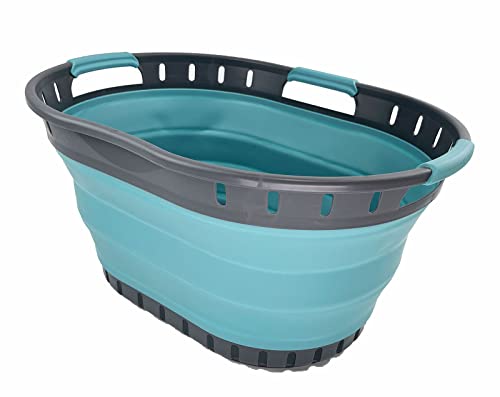 SAMMART 25L Collapsible Plastic Laundry Basket - Foldable Pop Up Storage Container/Organizer - Portable Washing Tub - Space Saving Hamper/Basket