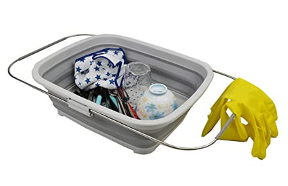 SAMMART 8L Expandable & Collapsible Plastic Dish Drainer - Foldable Drying Rack - Portable Dinnerware Organizer - Space Saving