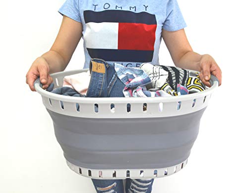 SAMMART 25L Collapsible Plastic Laundry Basket - Foldable Pop Up Storage Container/Organizer - Portable Shopping Basket - Space Saving Hamper
