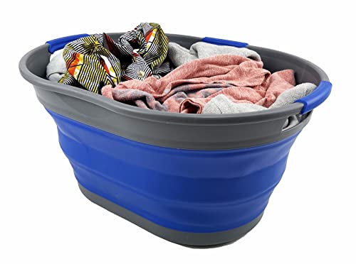 SAMMART 25L Collapsible Plastic Laundry Basket - Foldable Pop Up Storage Container/Organizer - Portable Washing Tub - Space Saving Hamper/Basket