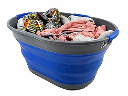 SAMMART 25L Collapsible Plastic Laundry Basket - Foldable Pop Up Storage Container/Organizer - Portable Washing Tub - Space Saving Hamper/Basket