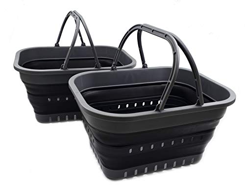 SAMMART 19L Collapsible Tub with Handle - Portable Outdoor Picnic Basket/Crater - Foldable Shopping Bag - Space Saving Storage Container