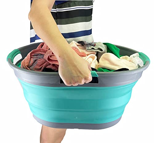 SAMMART 25L Collapsible Plastic Laundry Basket - Foldable Pop Up Storage Container/Organizer - Portable Washing Tub - Space Saving Hamper/Basket