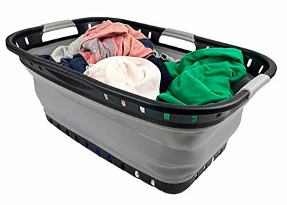 SAMMART 44L Collapsible Plastic Laundry Basket-Foldable Pop Up Storage Container-Portable Washing Tub- pace Saving Hamper, Water Capacity: 35L