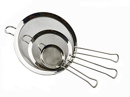 SAMMART Stainless Steel Mesh Strainer with Straight Handle - Round Sieve Colander