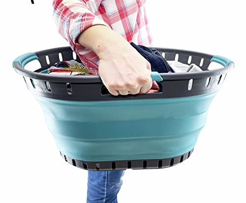 SAMMART 25L Collapsible Plastic Laundry Basket - Foldable Pop Up Storage Container/Organizer - Portable Washing Tub - Space Saving Hamper/Basket