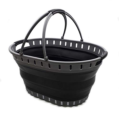 SAMMART 25L Collapsible Plastic Laundry Basket - Foldable Pop Up Storage Container/Organizer - Portable Shopping Bakset - Space Saving Hamper