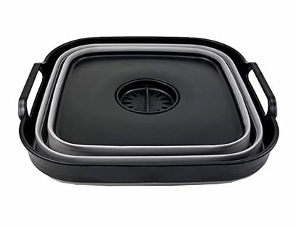 SAMMART 10L (2.64 Gallon) Collapsible Dishpan with Draining Plug - Foldable Washing Basin - Portable Dish Washing Tub - Space Saving Kitchen Storage Tray