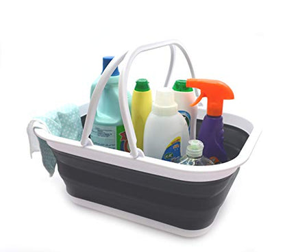 SAMMART 15.5L Collapsible Tub with Handle - Portable Outdoor Picnic Basket/Crater - Foldable Shopping Bag - Space Saving Storage Container