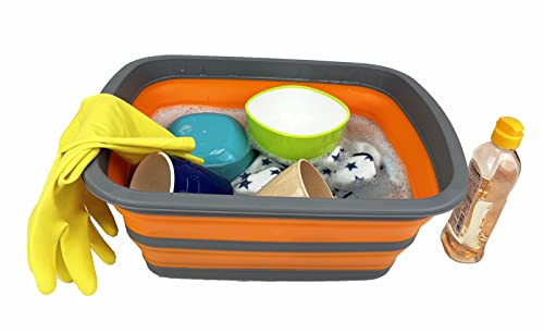 SAMMART New 10L Collapsible Tub-Foldable Dish Tub-Portable Washing Basin-Space Saving Plastic Washtub