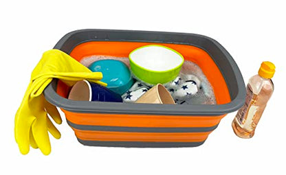 SAMMART New 10L Collapsible Tub-Foldable Dish Tub-Portable Washing Basin-Space Saving Plastic Washtub