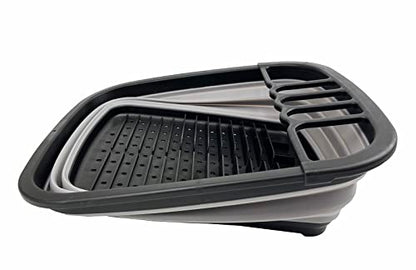 SAMMART 8L Collapsible Dish Drainer with Drainer Board - Foldable Drying Rack Set - Portable Dinnerware Organizer - Space Saving Kitchen Storage Tray