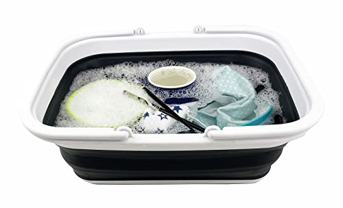 SAMMART 9.2L Collapsible Tub with Handle - Foldable Outdoor Picnic Basket/Crater/Container - Portable Shopping Bag - Space Saving Storage Container