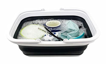 SAMMART 9.2L Collapsible Tub with Handle - Foldable Outdoor Picnic Basket/Crater/Container - Portable Shopping Bag - Space Saving Storage Container