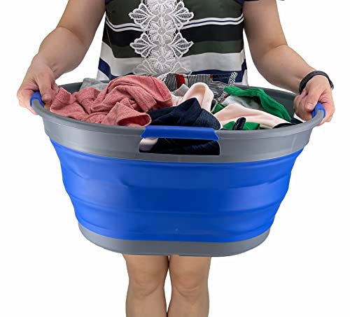 SAMMART 25L Collapsible Plastic Laundry Basket - Foldable Pop Up Storage Container/Organizer - Portable Washing Tub - Space Saving Hamper/Basket
