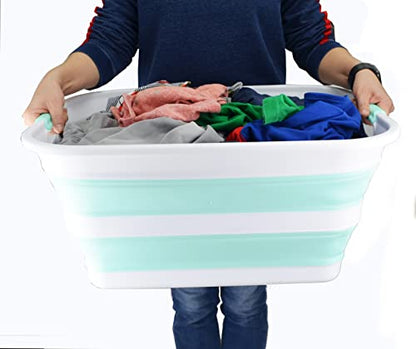 SAMMART Collapsible Plastic Laundry Basket - Foldable Pop Up Storage Container/Organizer - Portable Washing Tub - Space Saving Hamper/Basket