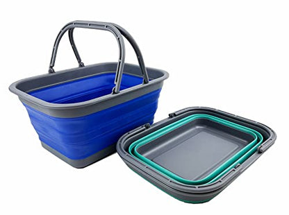 SAMMART SAMMART 12L Collapsible Tub with Handle - Portable Outdoor Picnic Basket/Crater - Foldable Shopping Bag - Space Saving Storage Container