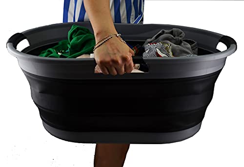 SAMMART 44L Collapsible Plastic Laundry Basket - Foldable Pop Up Storage Container/Organizer - Portable Washing Tub - Space Saving Hamper/Basket - Water Capacity: 35L