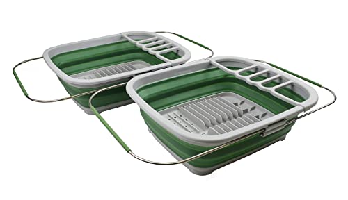 SAMMART 8L Expandable Collapsible Dish Drainer - Foldable Drying Rack - Portable Dinnerware Organizer - Space Saving Kitchen Storage