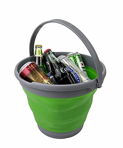 SAMMART 10L Collapsible Plastic Bucket - Foldable Round Tub - Portable Fishing Water Pail - Space Saving Outdoor Waterpot. Size 31cm Dia