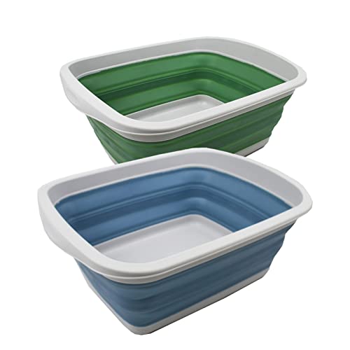 SAMMART 10L Collapsible Tub-Foldable Dish Tub-Portable Washing Basin-Space Saving Plastic Washtub