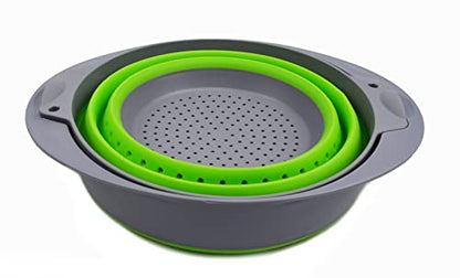 Collapsible TPE/PP Colander & Bowl Set - Foldable Washing Basin - Portable Dish Washing Tub - Space Saving Kitchen Storage Tray