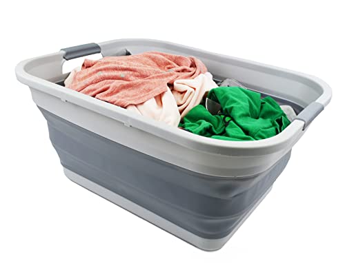 SAMMART 41L Collapsible Plastic Laundry Basket - Foldable Pop Up Storage Container/Organizer - Space Saving Hamper/Basket, Water capacity: 32L