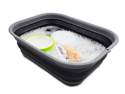 SAMMART 12L Collapsible Tub - Foldable Dish Tub - Portable Washing Basin - Space Saving Plastic Washtub